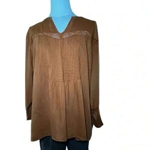 Boho Cottagecore Burnt Orange Lace‎ Blouse Old Navy Plus Size 2X